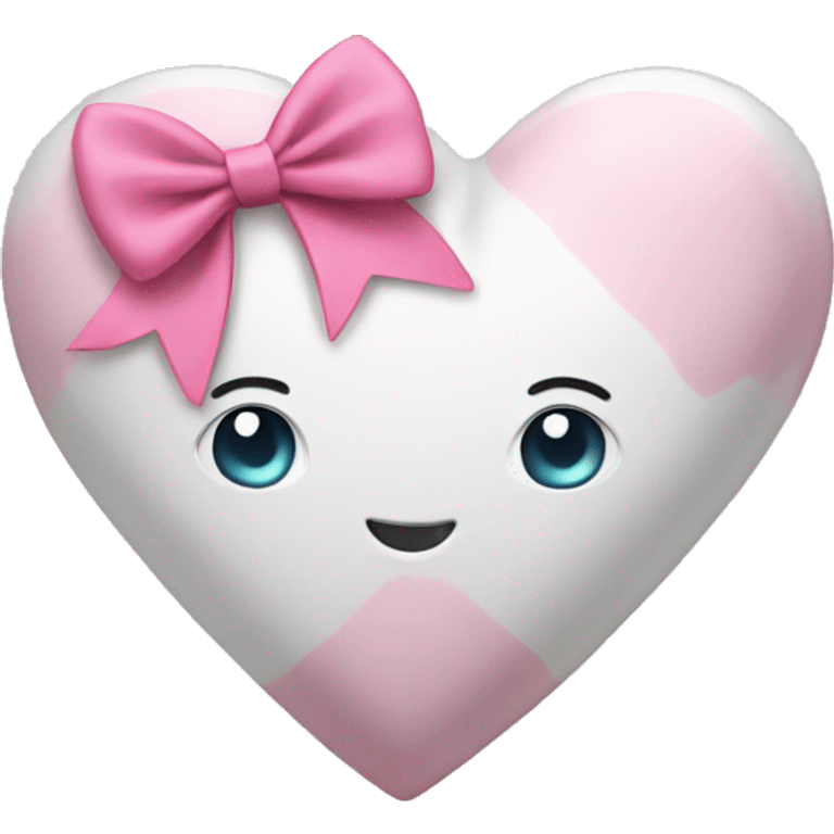 White heart with pink bow emoji