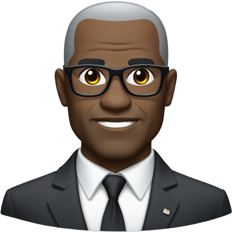 deon sanders with round face and suit and glasses and buzz cut and small eyes and over 50 small gray bearded receding hairline and small black eyes and wrinkled forehead emoji