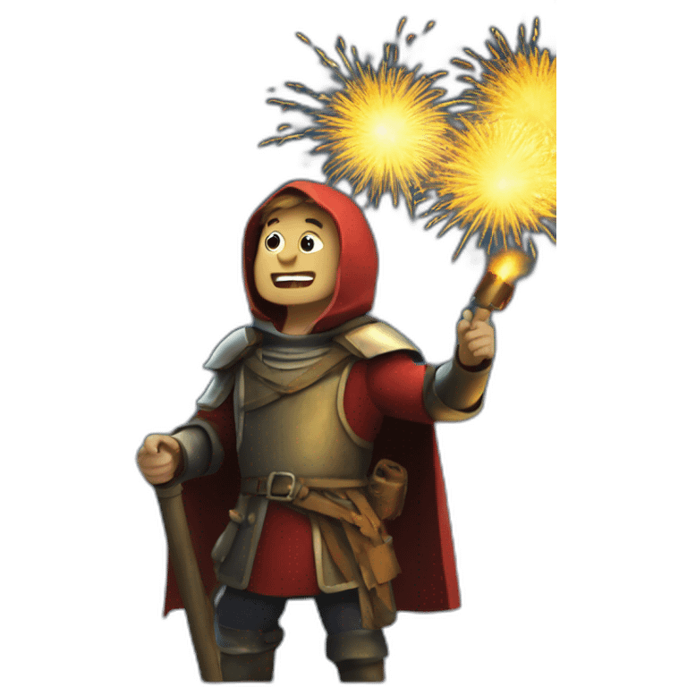 medieval Pyrotechnician seeing some fireworks go off emoji