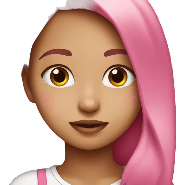 Girl with a pink had so cute emoji