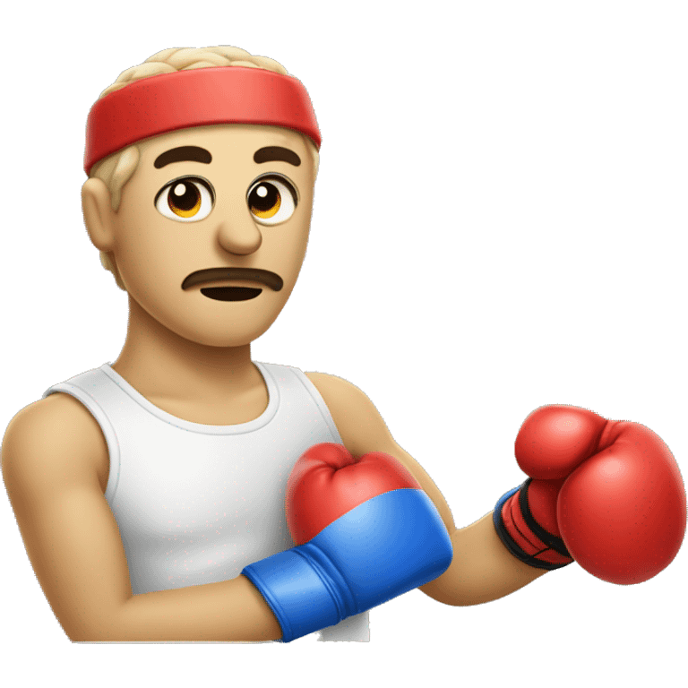 A pie man with boxing gloves and a black eye emoji