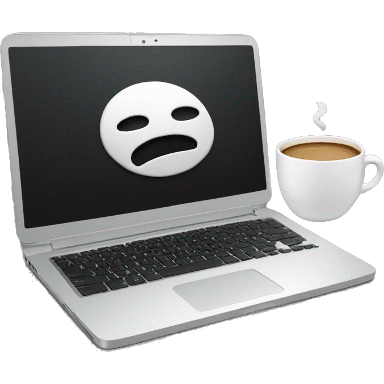 Laptop and coffee, --no face emoji