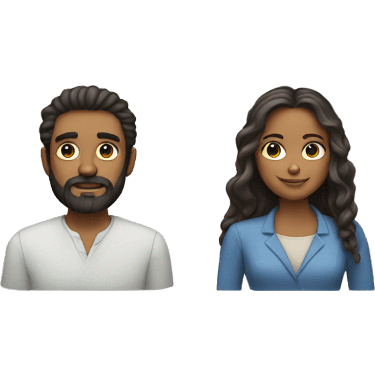 A man and woman joined into a single person with a beard and feminine features and long hair  emoji