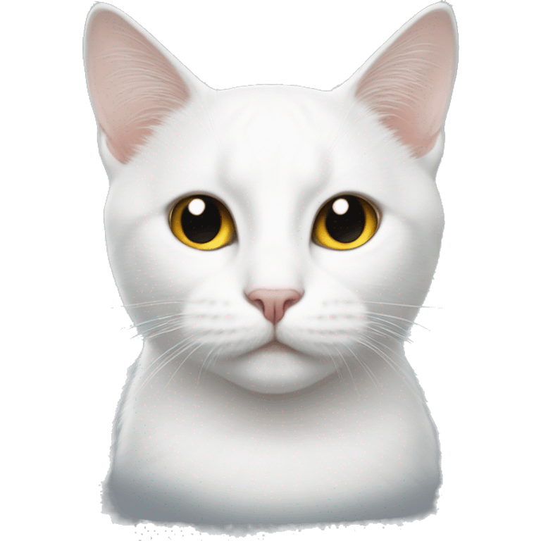 White cat with two black dots on head emoji