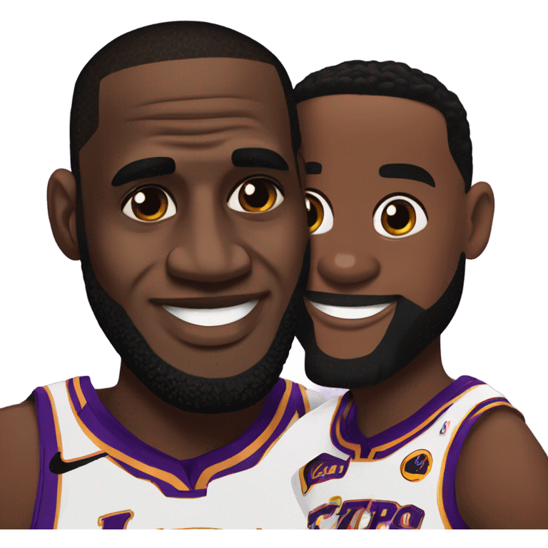 Lebron and Bronny James hugging emoji