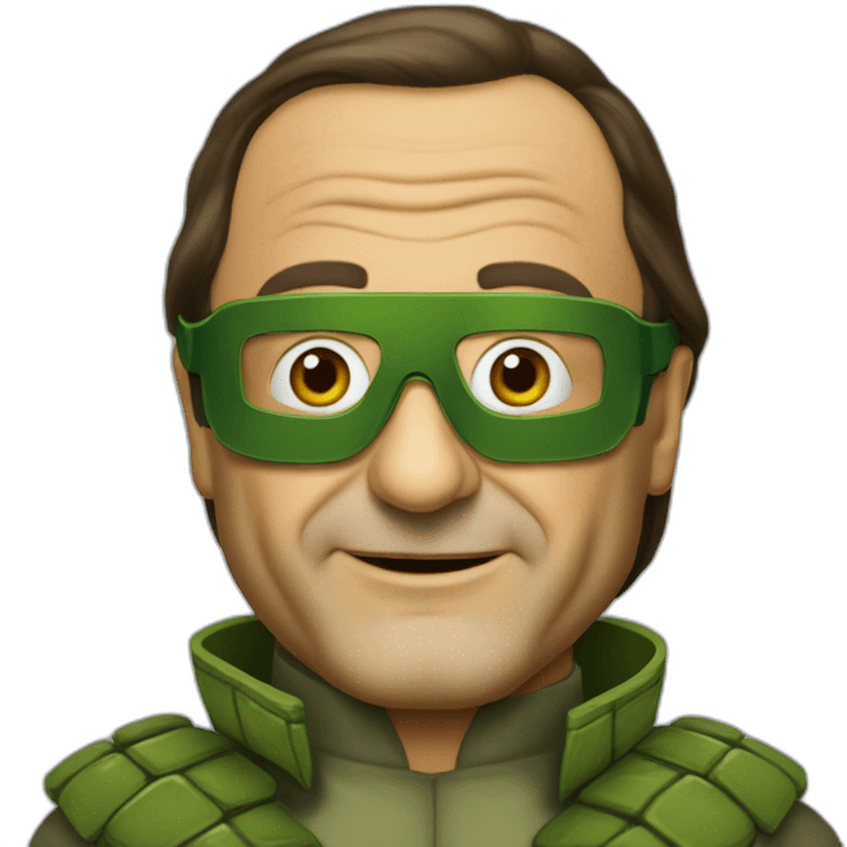 François Hollande wearing ninja turtle disguise emoji