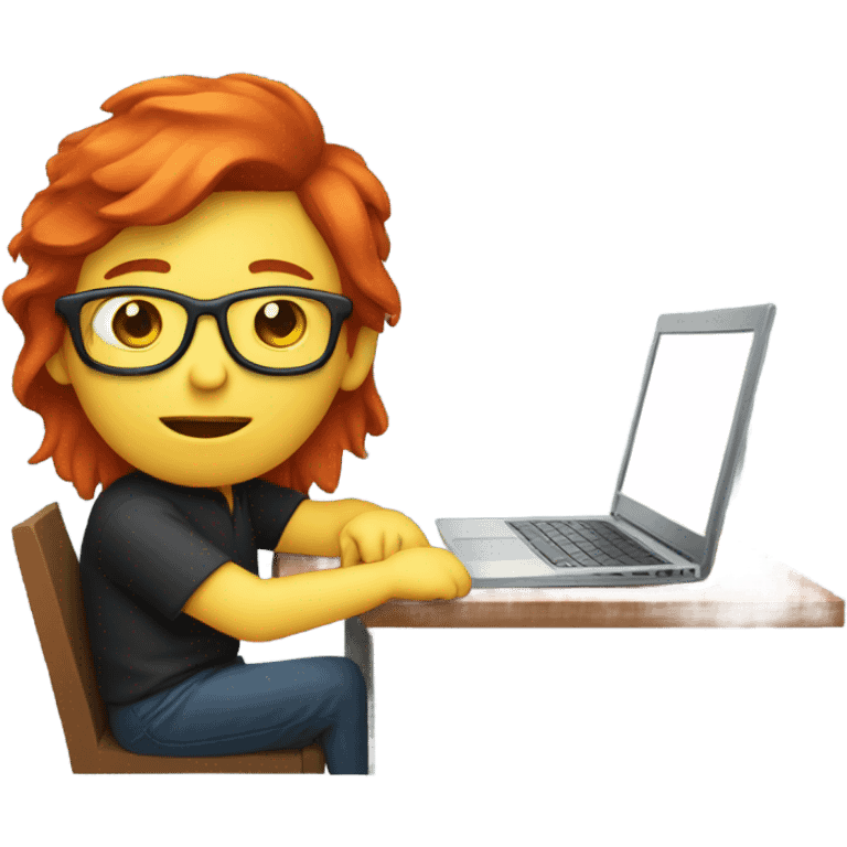 red hair programmer without glasses and with laptop  emoji