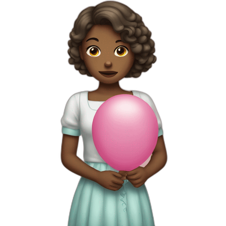 Girl holding hurt shape baloon emoji