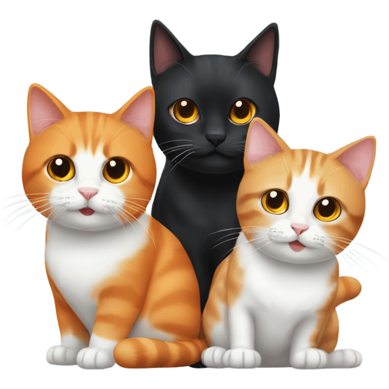 2 black cats and a orange and white cat  emoji