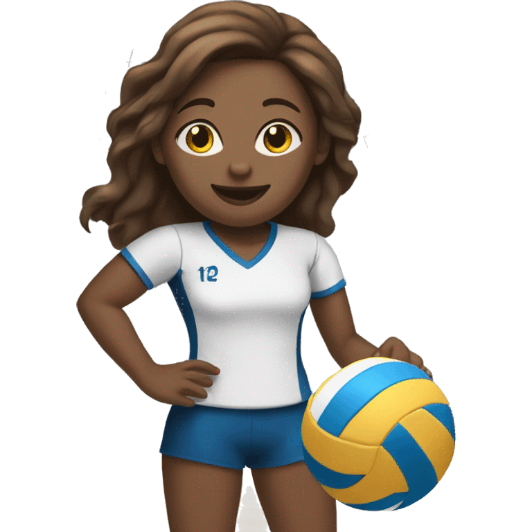 Girl with white skin and brown hair playing volleyball emoji