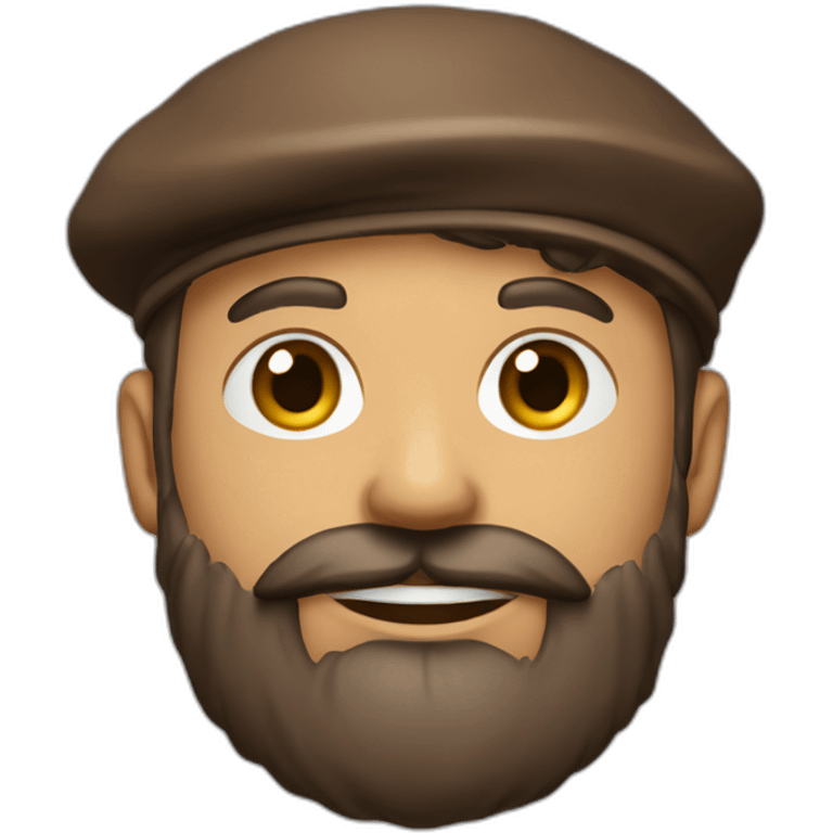 Homme brun a barbe avec un beret emoji