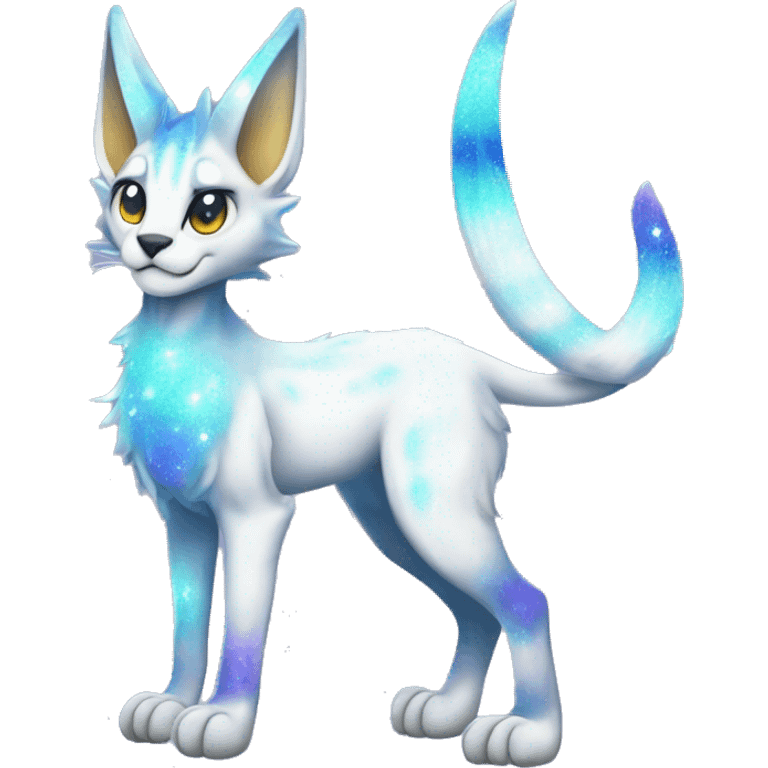 Cute Kawaii Epic Ethereal Sparkly Colorful Sergal-Serval-Caracal-Vernid full body emoji