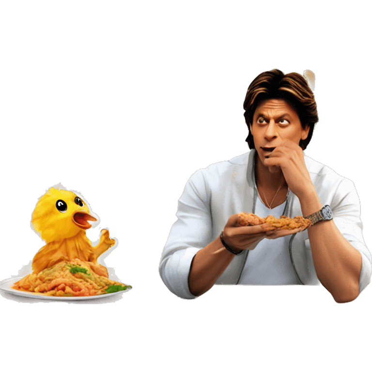 srk eat chicken legpices with momo in front of tajmahal emoji