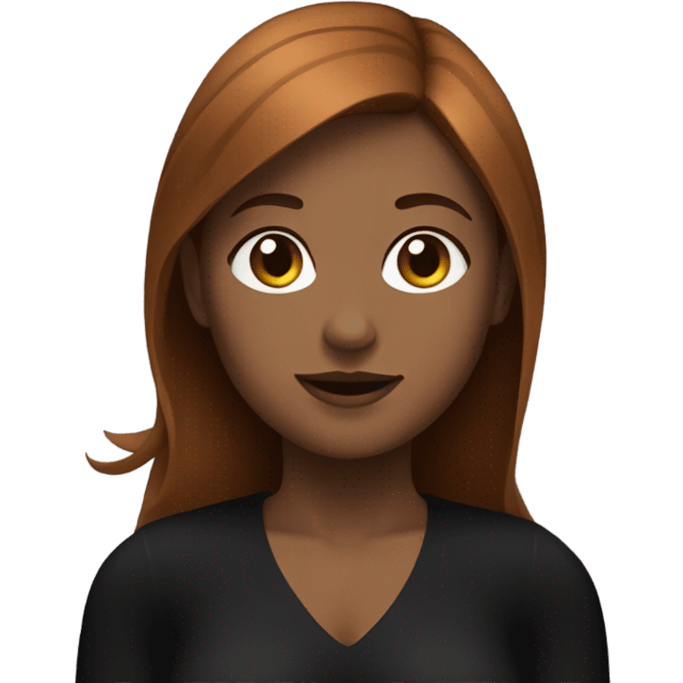 full body girl with chestnut hair sitting in black costume on the floor emoji