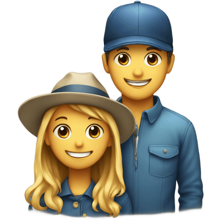 Boy with hat smiling girl emoji