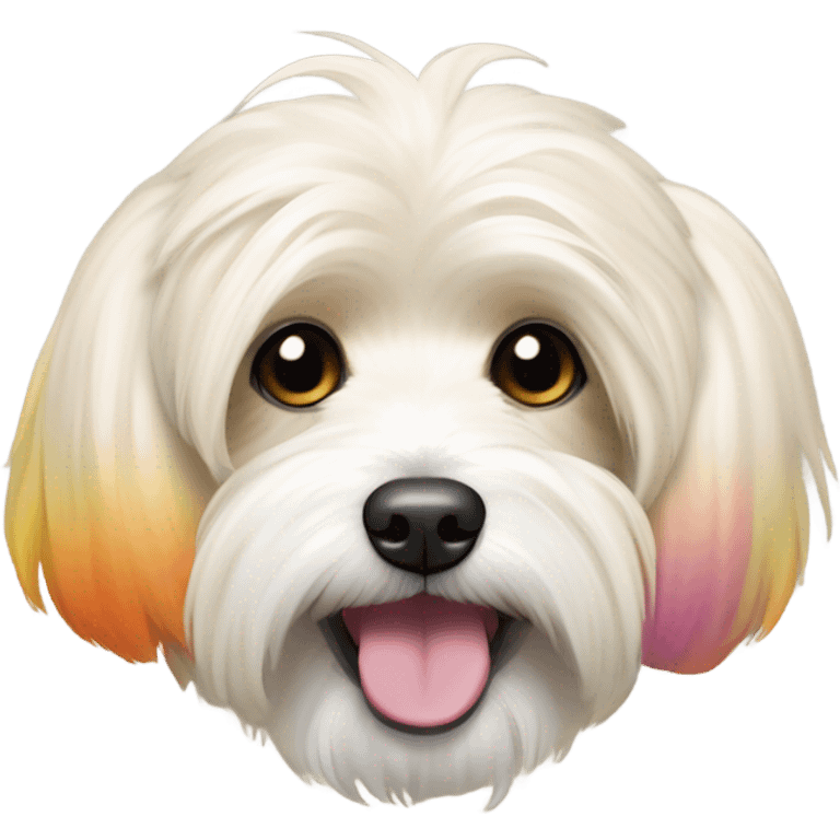 Cream colored havanese with RAINBOW TAIL and normal cream ears emoji