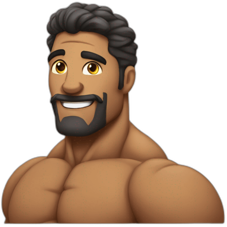 Bodybuilder pelo castaño sin barba emoji