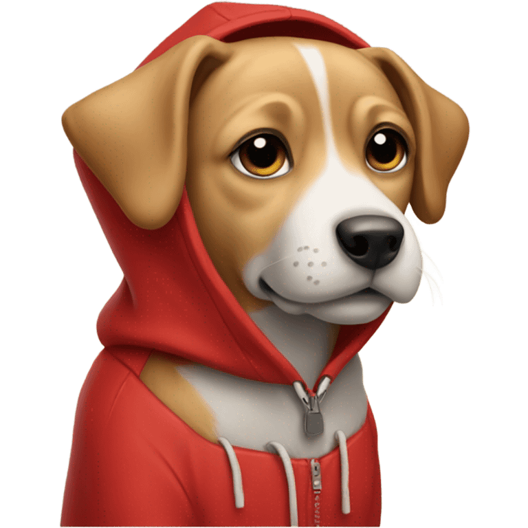 Dog wearing a red hoddie emoji