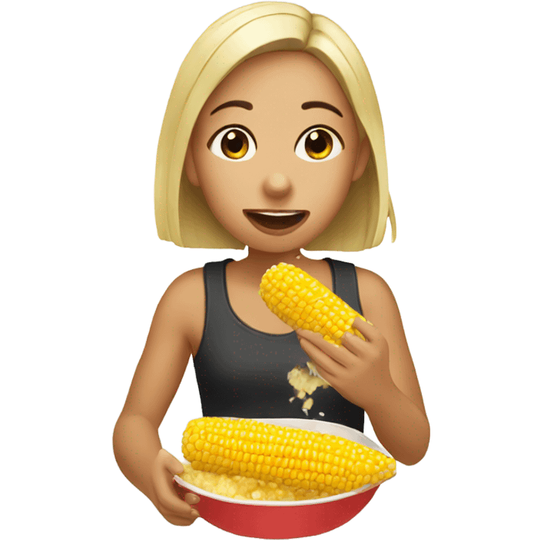 Girl eating elote emoji