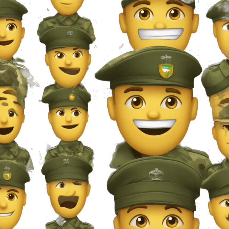 crie um emoji de um militar do exercito brasileiro com o camuflado típico emoji