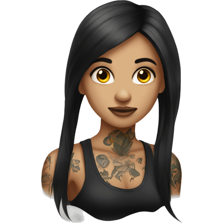 Tattooed girl with long dark hair emoji