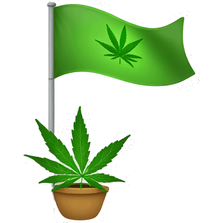 green flag with weed leaf  emoji