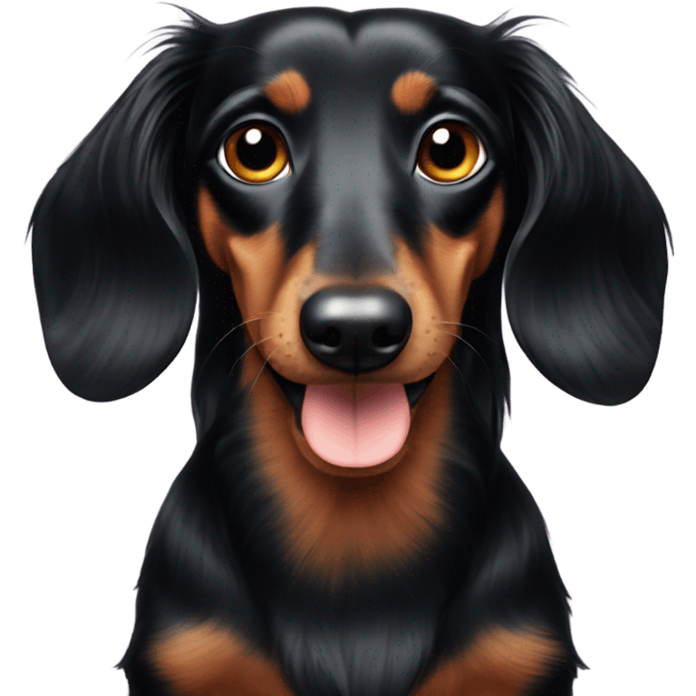 Black long haired dachshund with one eye emoji