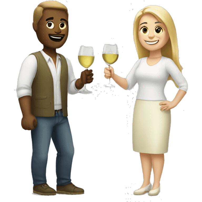 White man and white woman sharing bottle of white wine emoji