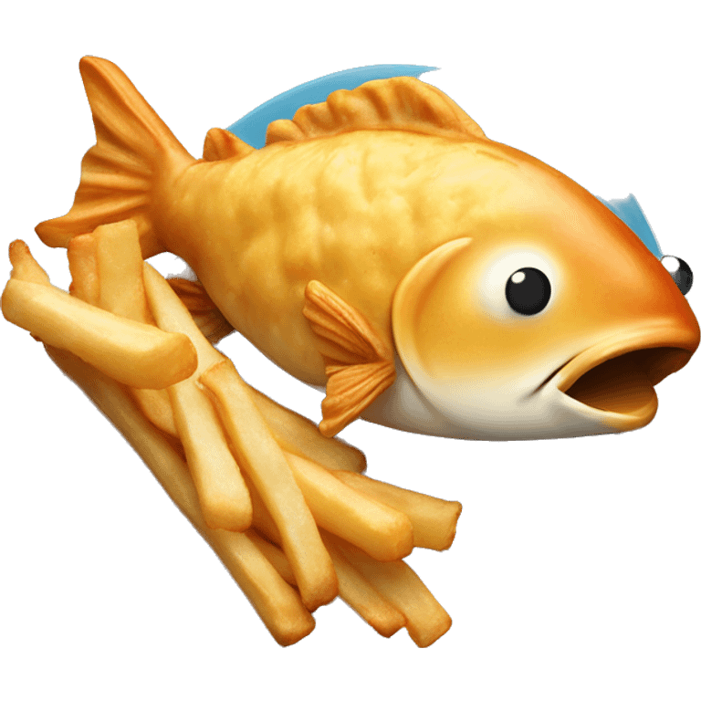 Fish and chip style fish in a teacake emoji