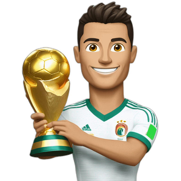 Cristiano Ronaldo con una copa del mundo del mundo  emoji