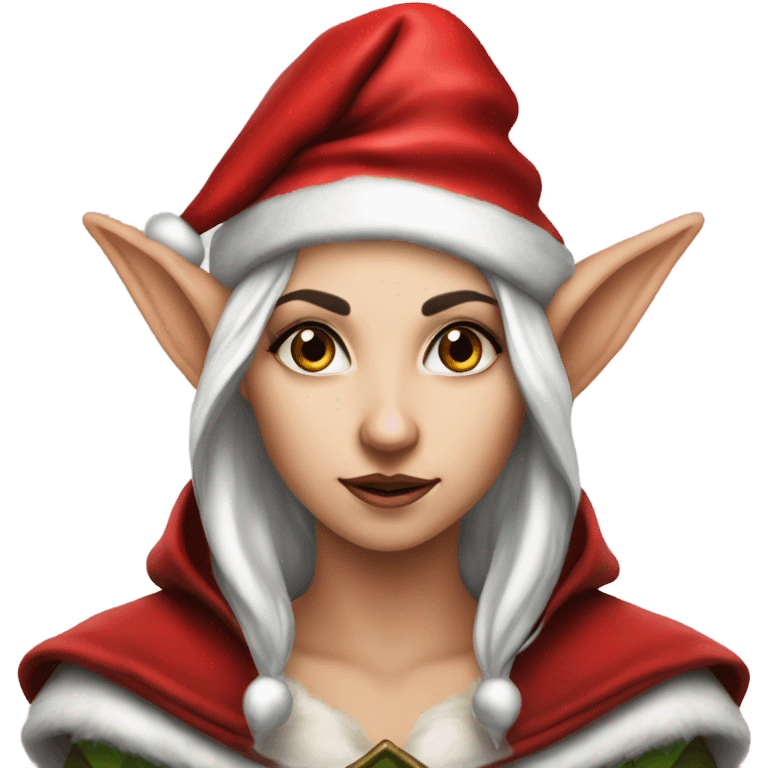 rogue female elf fantasy wearing santa hat emoji