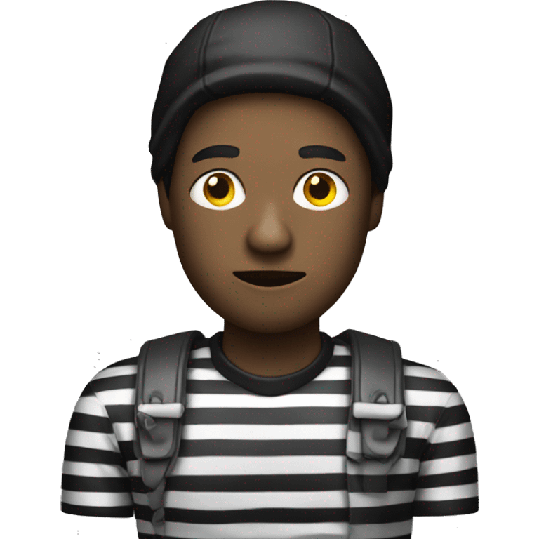 robber with an black and white stripes shirt emoji