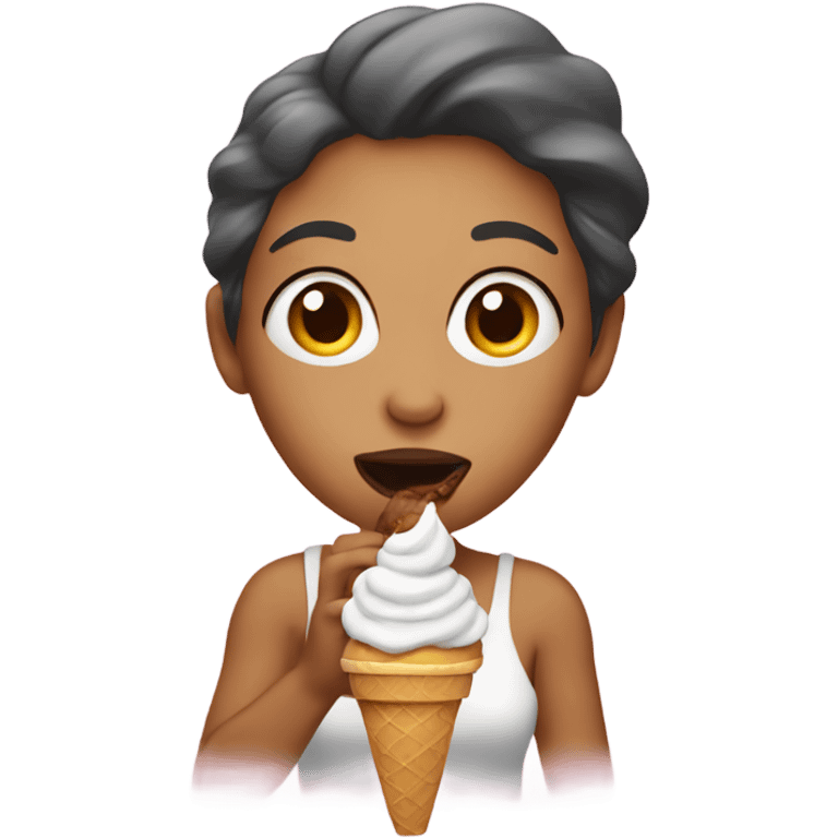 A woman eating ice cream emoji