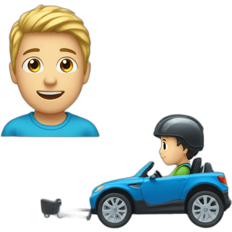 boy on wheelchair and car emoji