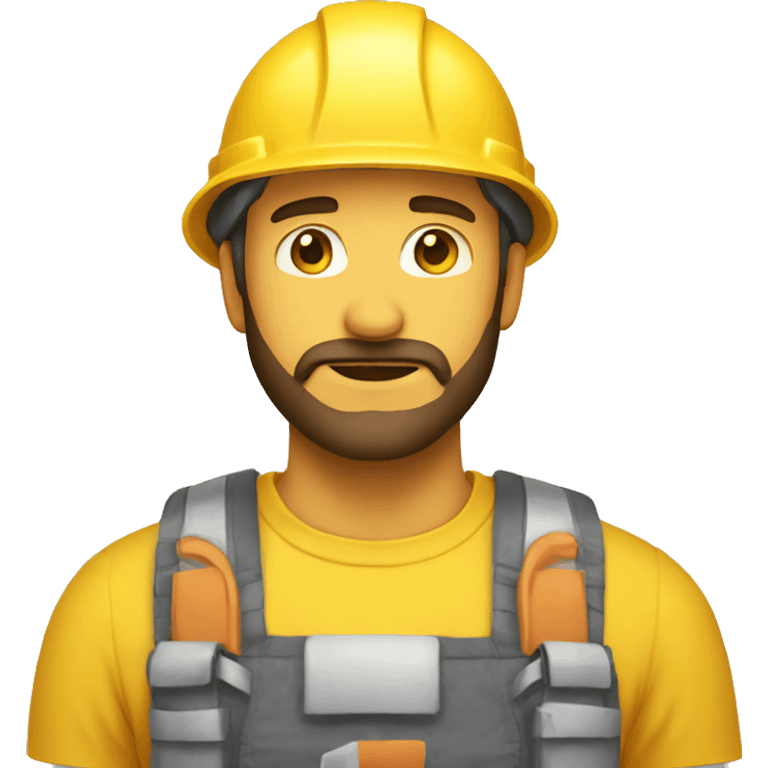 A braver man, with beard, white skin, with a construction hat yellow emoji