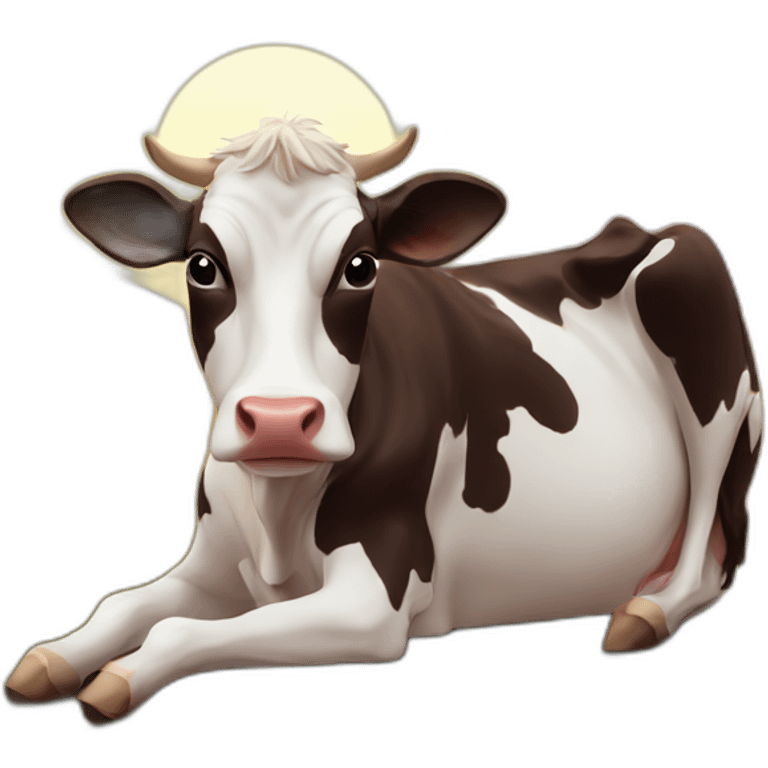 Lazy cow sunrise emoji