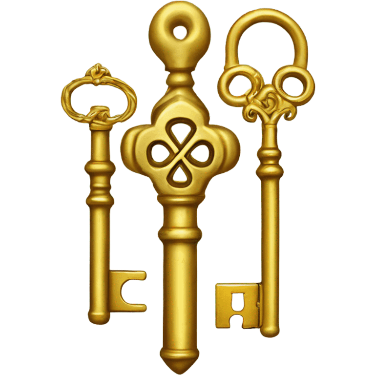 upright golden crossed skeleton keys  with vintage lock emoji