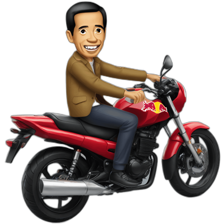 Jokowi rides the red bull emoji