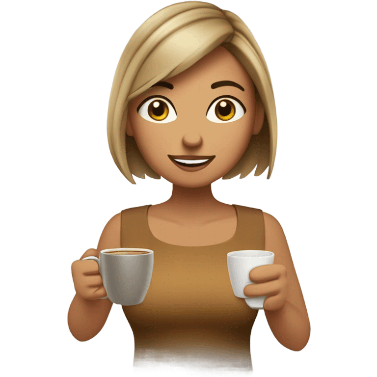 Chica blanca Pelo Café tomando café  emoji