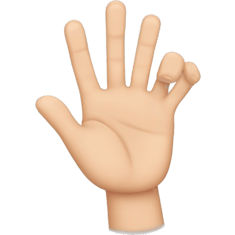 A hand with the thumb, index, middle and little fingers on top and the ring finger hidden emoji