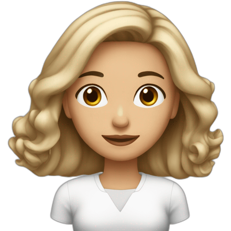 Mujer blanca cabello largo medio cafe emoji