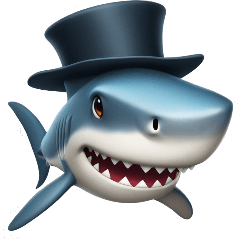 Shark with a top hat emoji