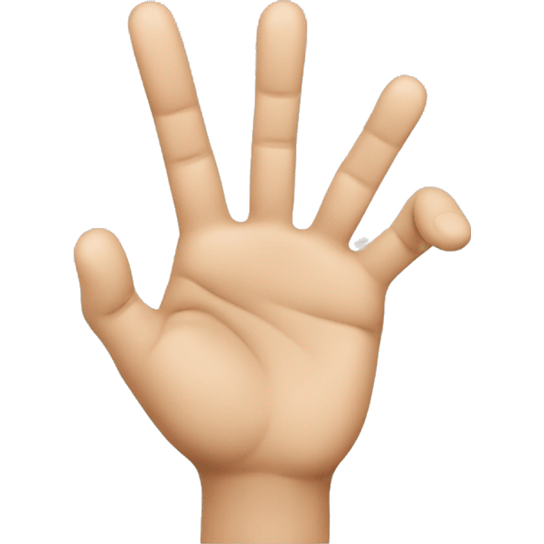 a hand with 3 fingers up, the thumb, pointing finger and middle finger are all up emoji