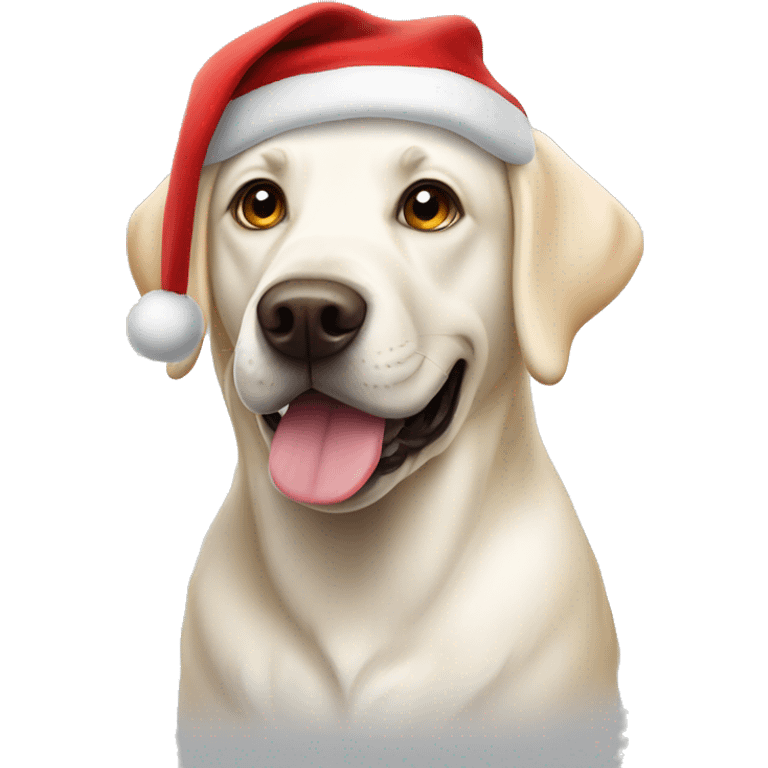 White Labrador dog wearing  Santa hat emoji