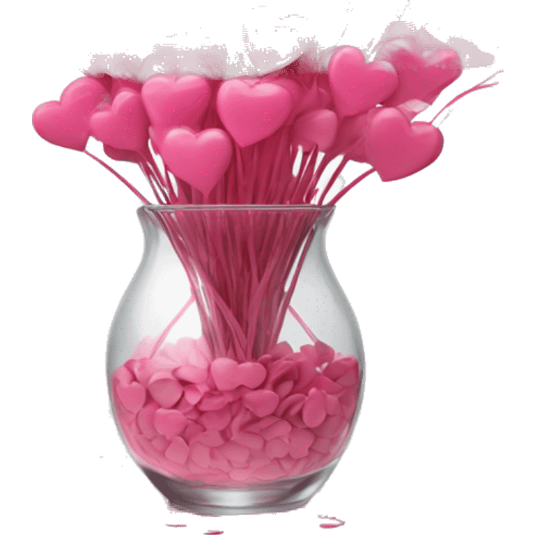 10000000 huge pink hearts on stems in a clear glass vase emoji