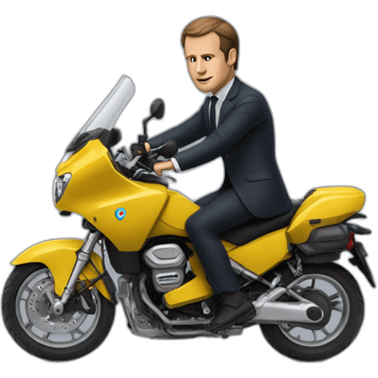 Macron qui cabre sur une moto emoji