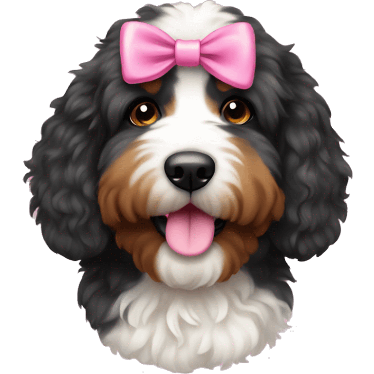 Bernedoodle with a pink bow emoji