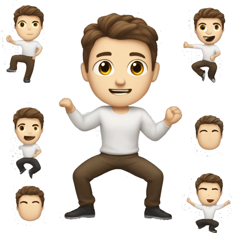 white guy, brown hair, half chinese half australian, does some splits emoji