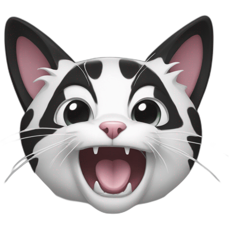 screaming-black-and-white-cat emoji