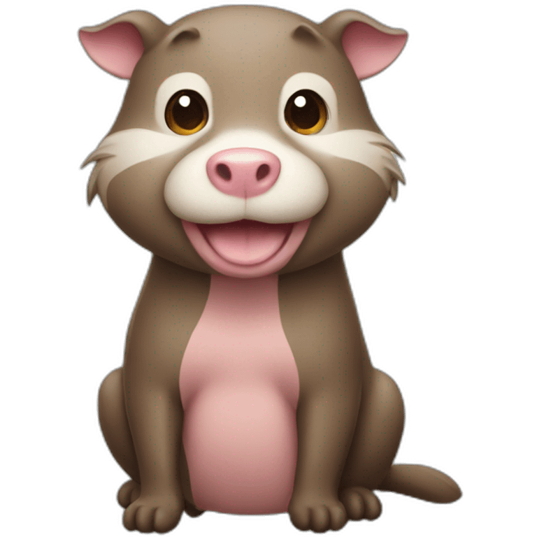 An otter on a pig emoji